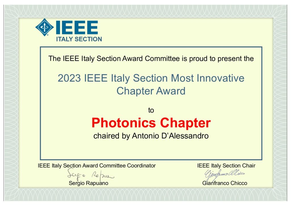 2023 IEEE Italy Section Most Innovative Chapter Award